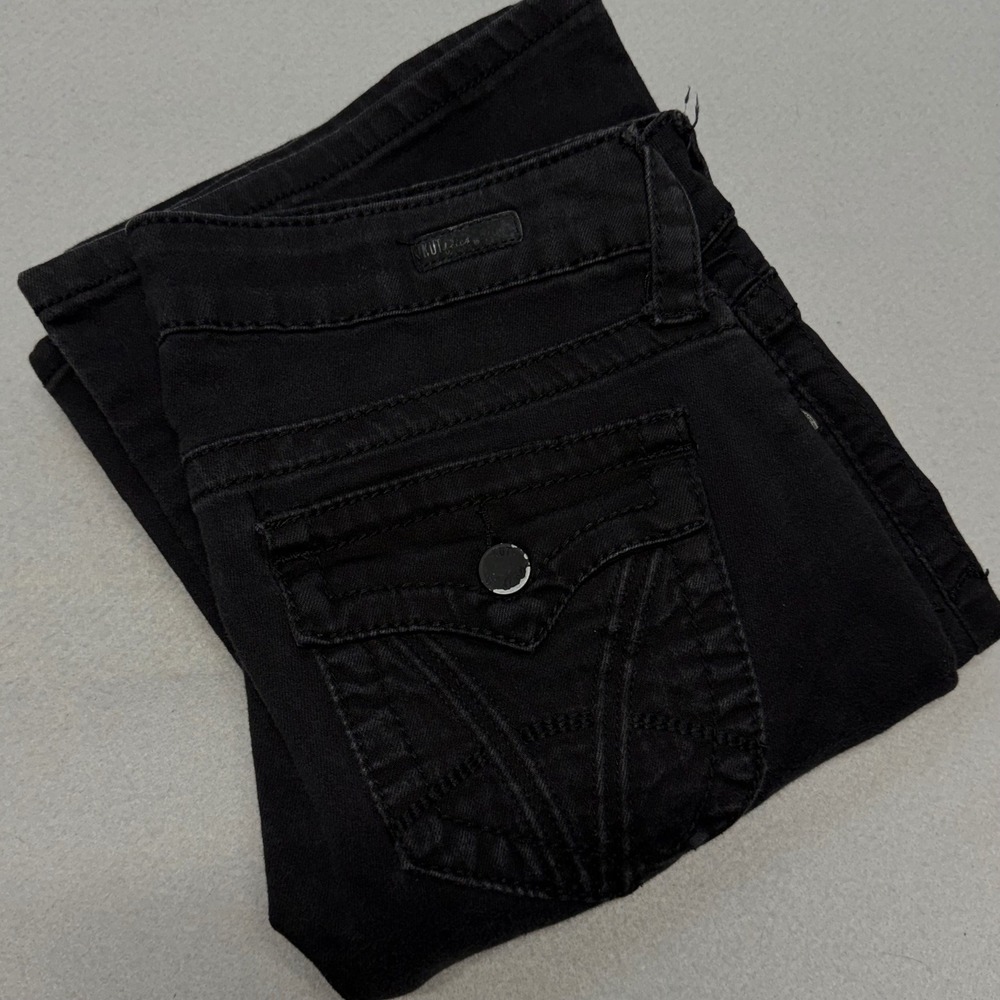 KUT from the Kloth Natalie Bootcut Jeans Womens 8 Black High Rise Flap Pocket